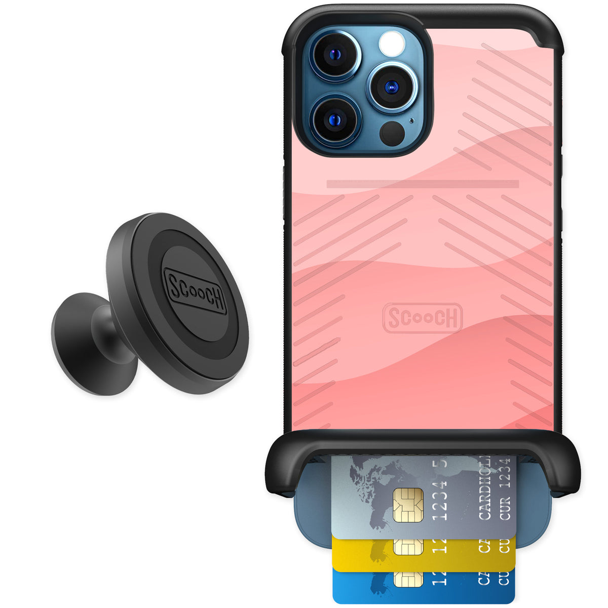 Scooch Wingmate Pink Waves for iPhone 12 Pro — Starter Bundle