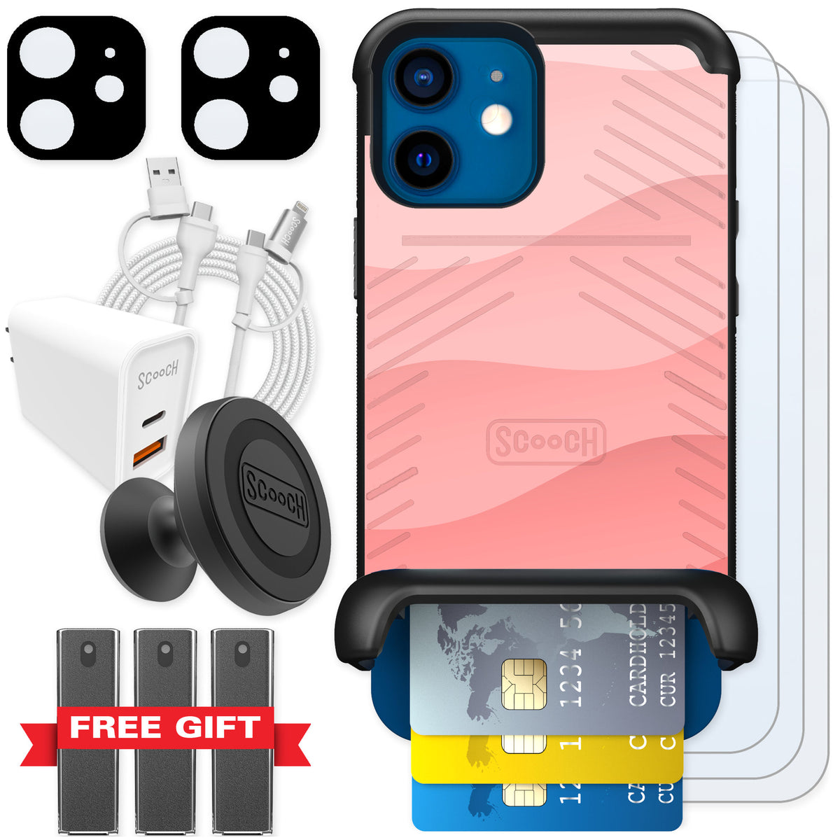 Scooch Wingmate Pink Waves for iPhone 12 — Ultimate Bundle