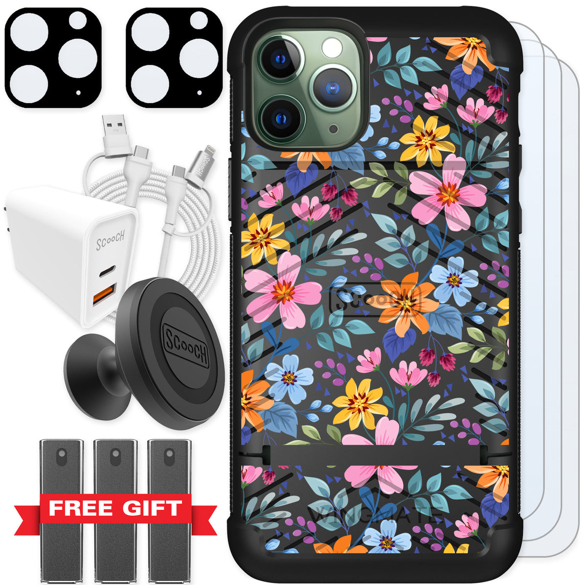 Scooch Wingmate Full Bloom for iPhone 11 Pro — Ultimate Bundle