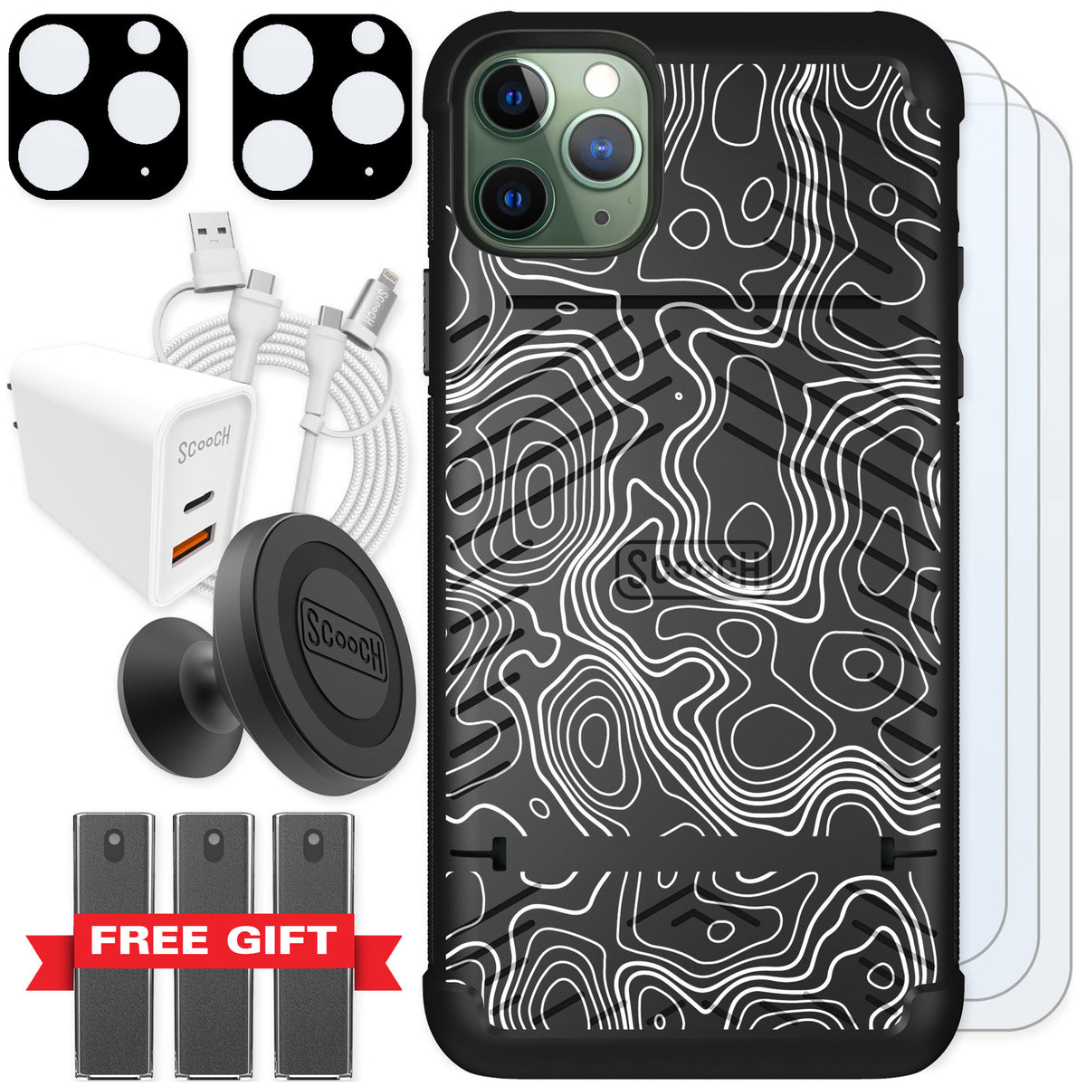 Scooch Wingmate Topography for iPhone 11 Pro Max — Ultimate Bundle