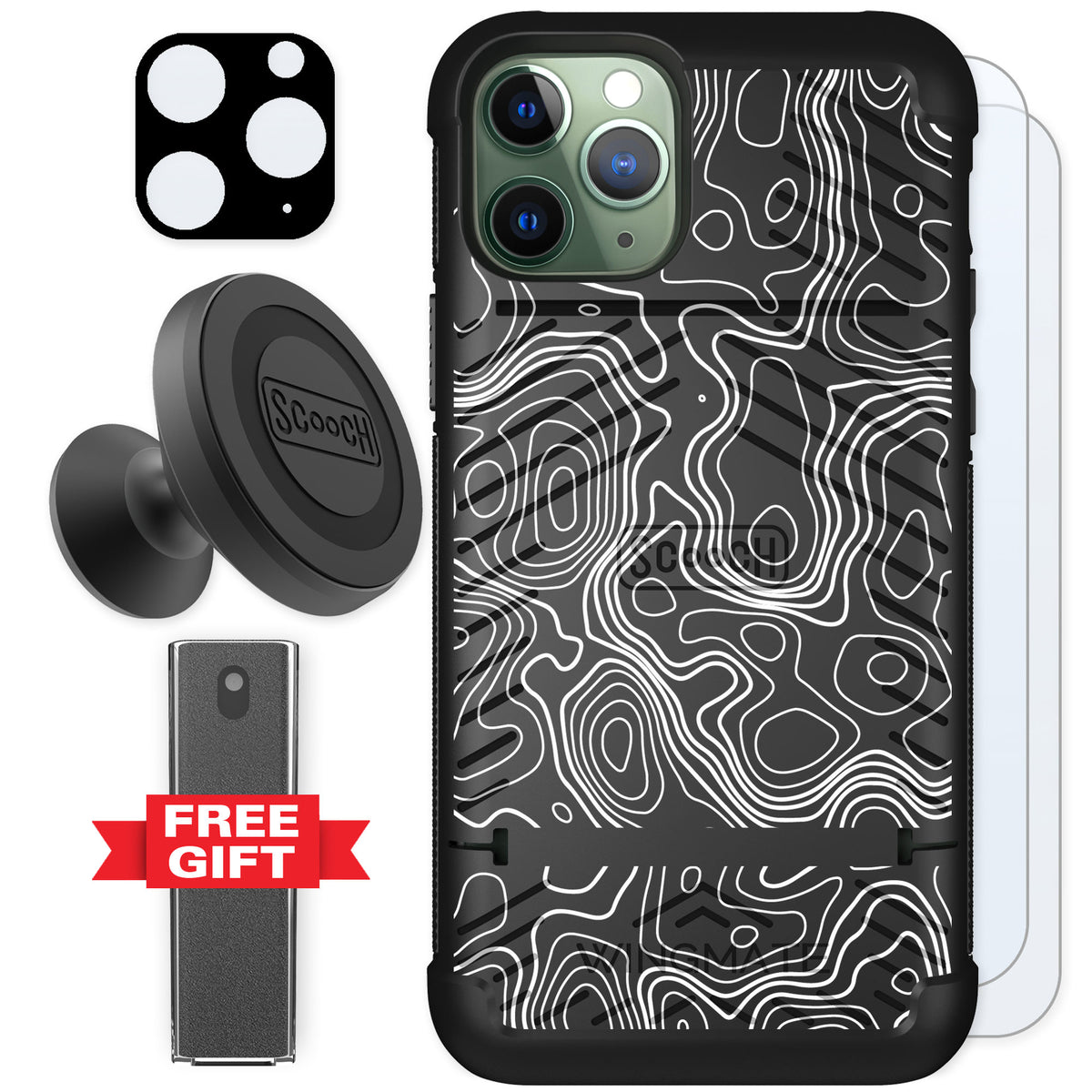 Scooch Wingmate Topography for iPhone 11 Pro — Defender Bundle