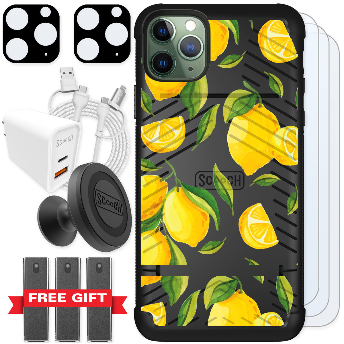 Scooch Wingmate Amalfi Lemons for iPhone 11 Pro Max — Ultimate Bundle
