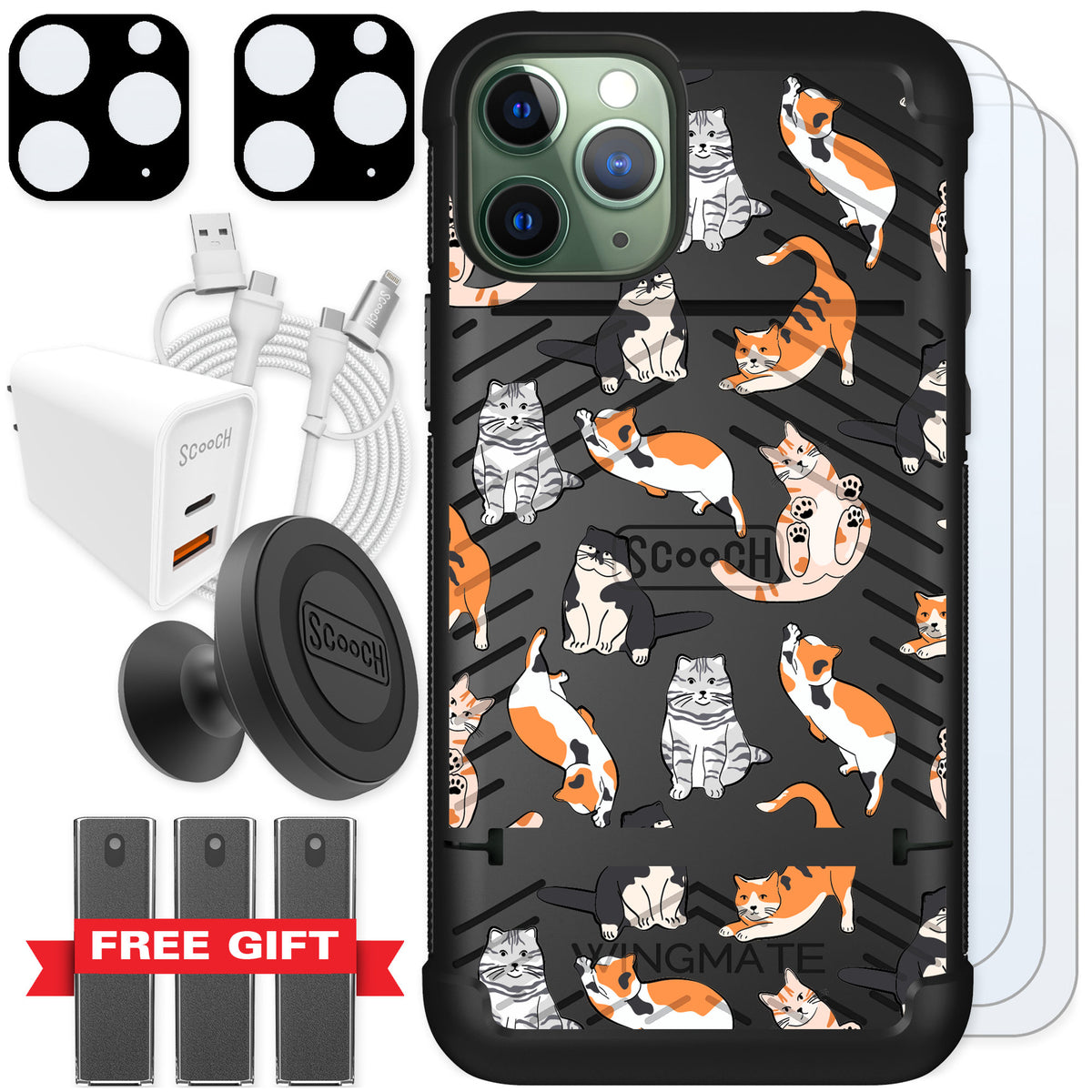 Scooch Wingmate Kitty Crew for iPhone 11 Pro — Ultimate Bundle