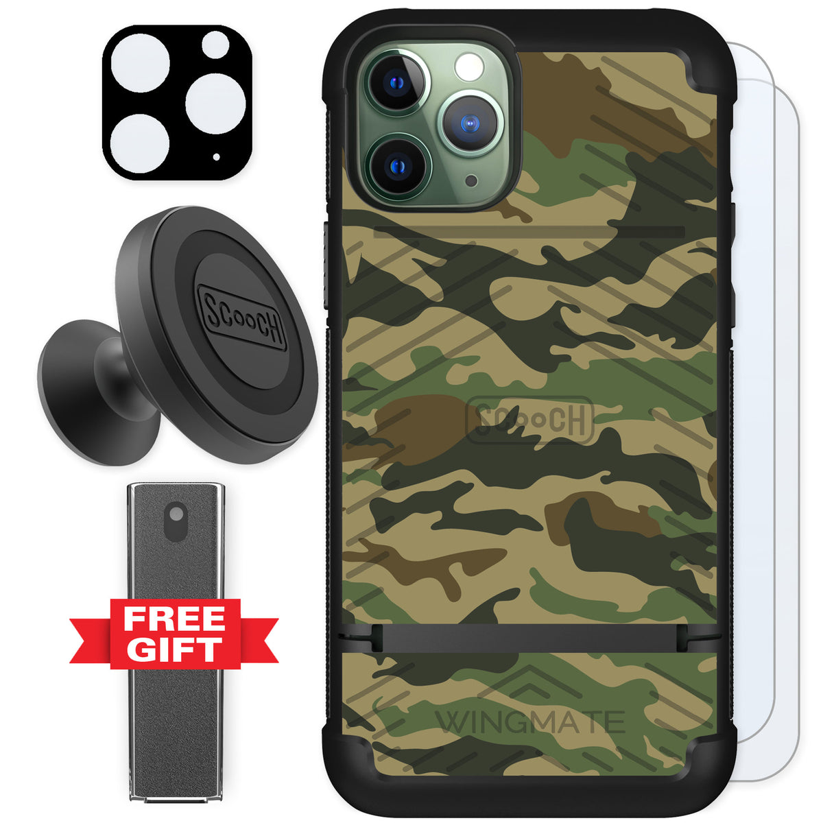 Scooch Wingmate Classic Camo for iPhone 11 Pro — Defender Bundle