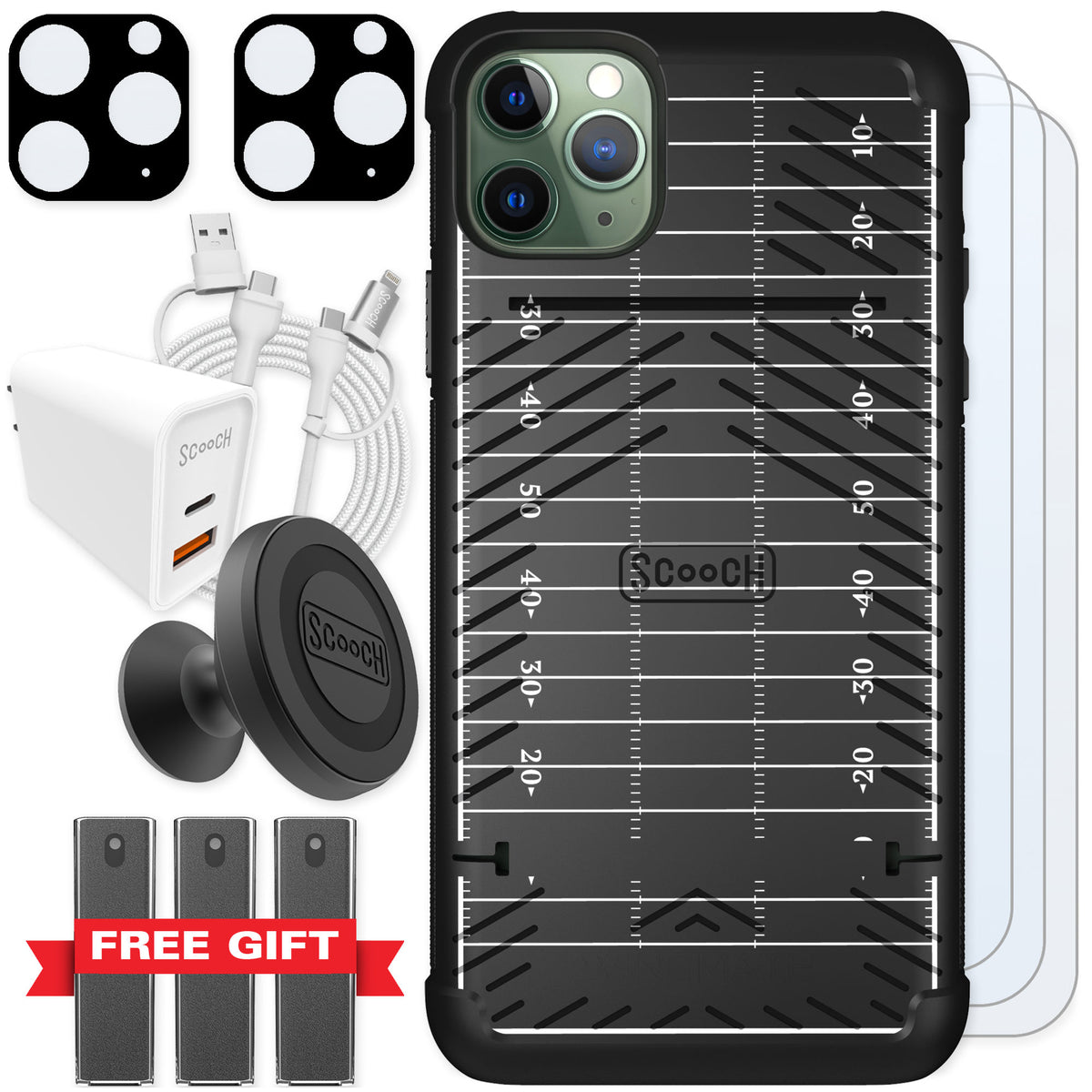 Scooch Wingmate Yard Lines for iPhone 11 Pro Max — Ultimate Bundle