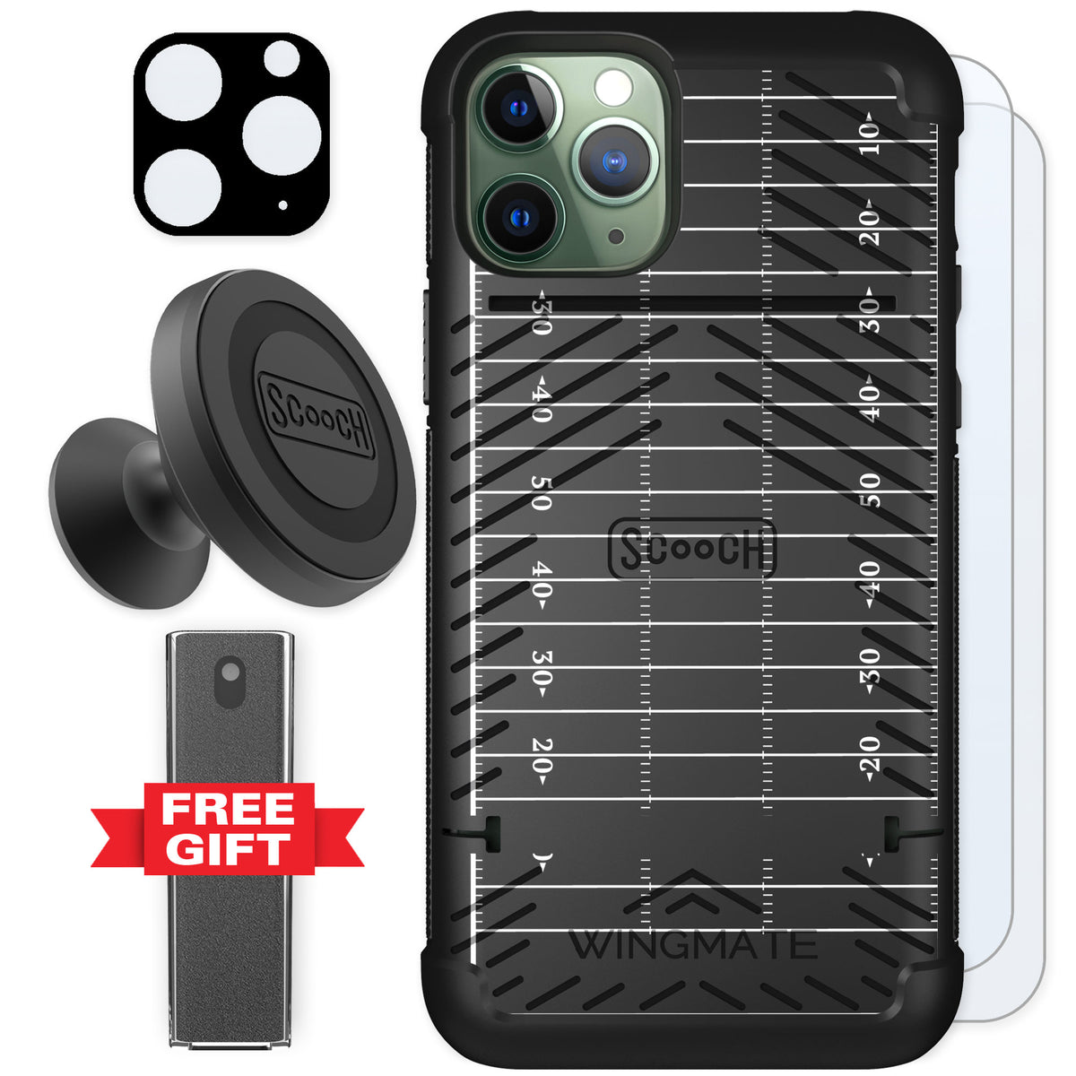 Scooch Wingmate Yard Lines for iPhone 11 Pro — Defender Bundle
