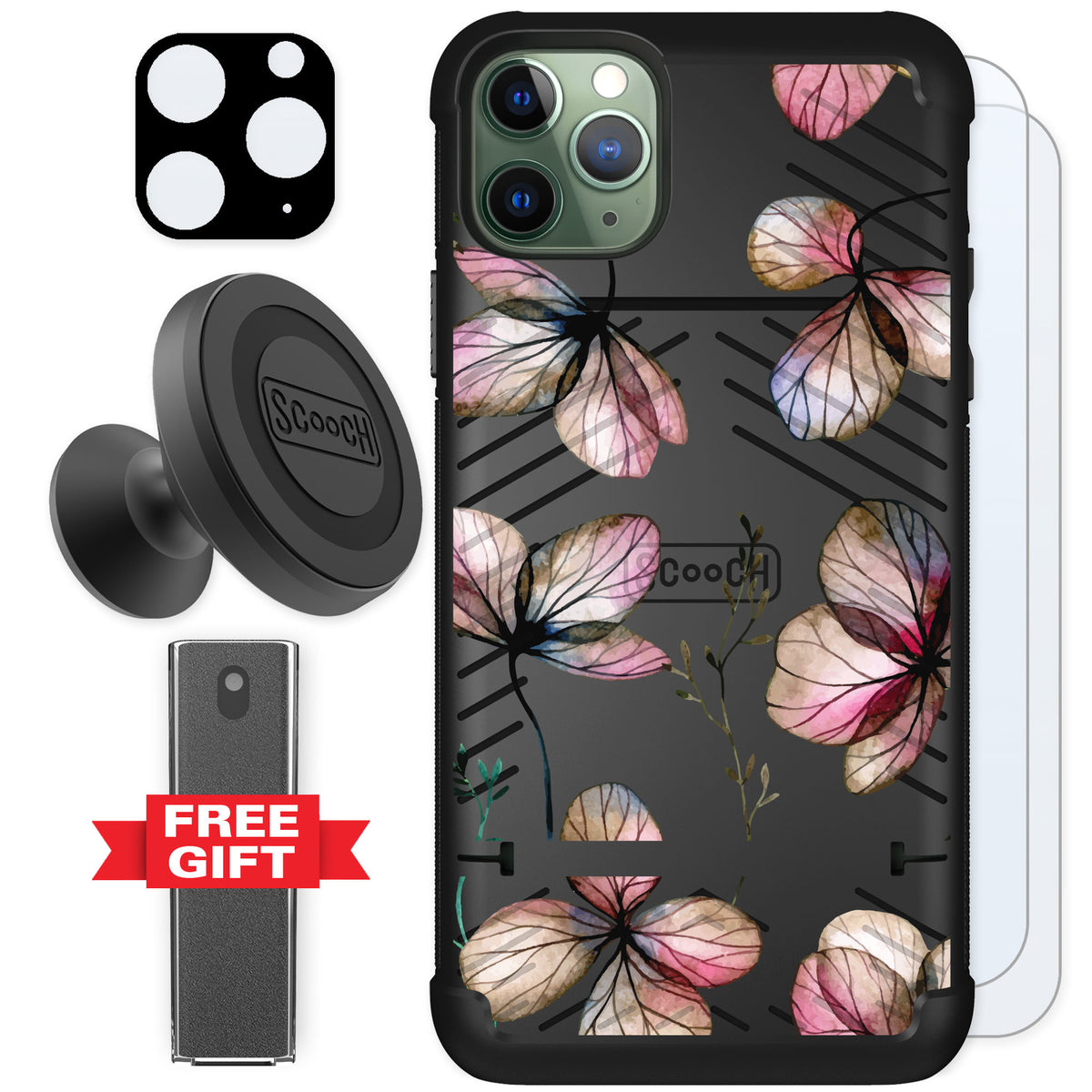 Scooch Wingmate Dried Flowers for iPhone 11 Pro Max — Defender Bundle