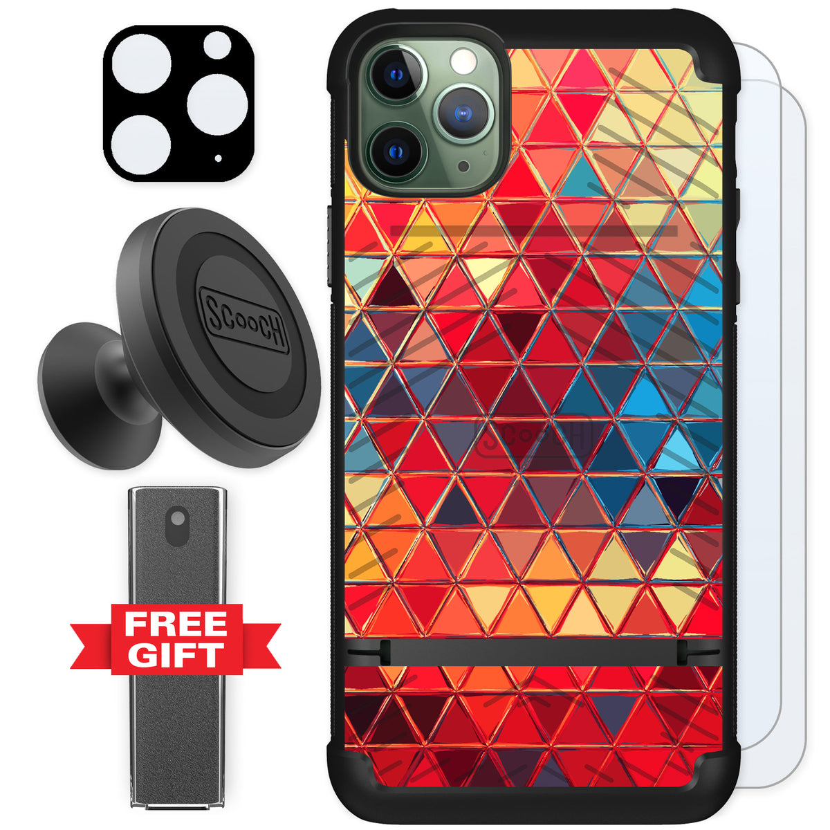 Scooch Wingmate Festive Glass for iPhone 11 Pro Max — Defender Bundle