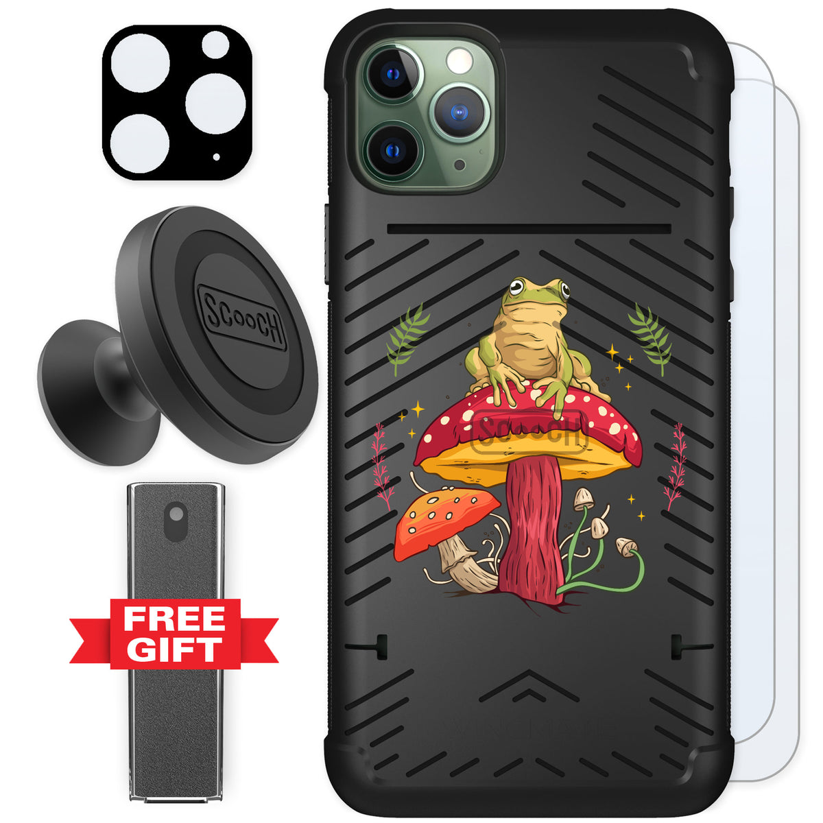 Scooch Wingmate Toadstool Frog for iPhone 11 Pro Max — Defender Bundle