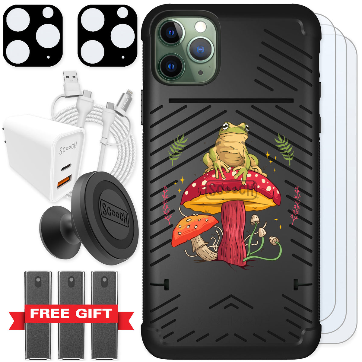 Scooch Wingmate Toadstool Frog for iPhone 11 Pro Max — Ultimate Bundle