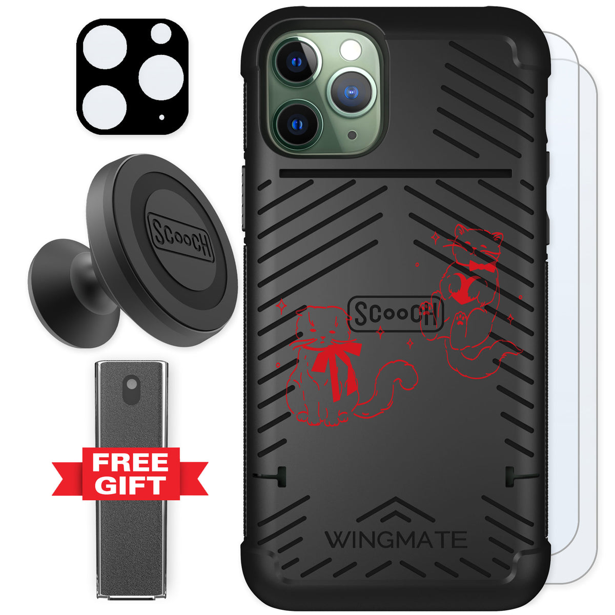 Scooch Wingmate Cupid's Cats for iPhone 11 Pro — Defender Bundle