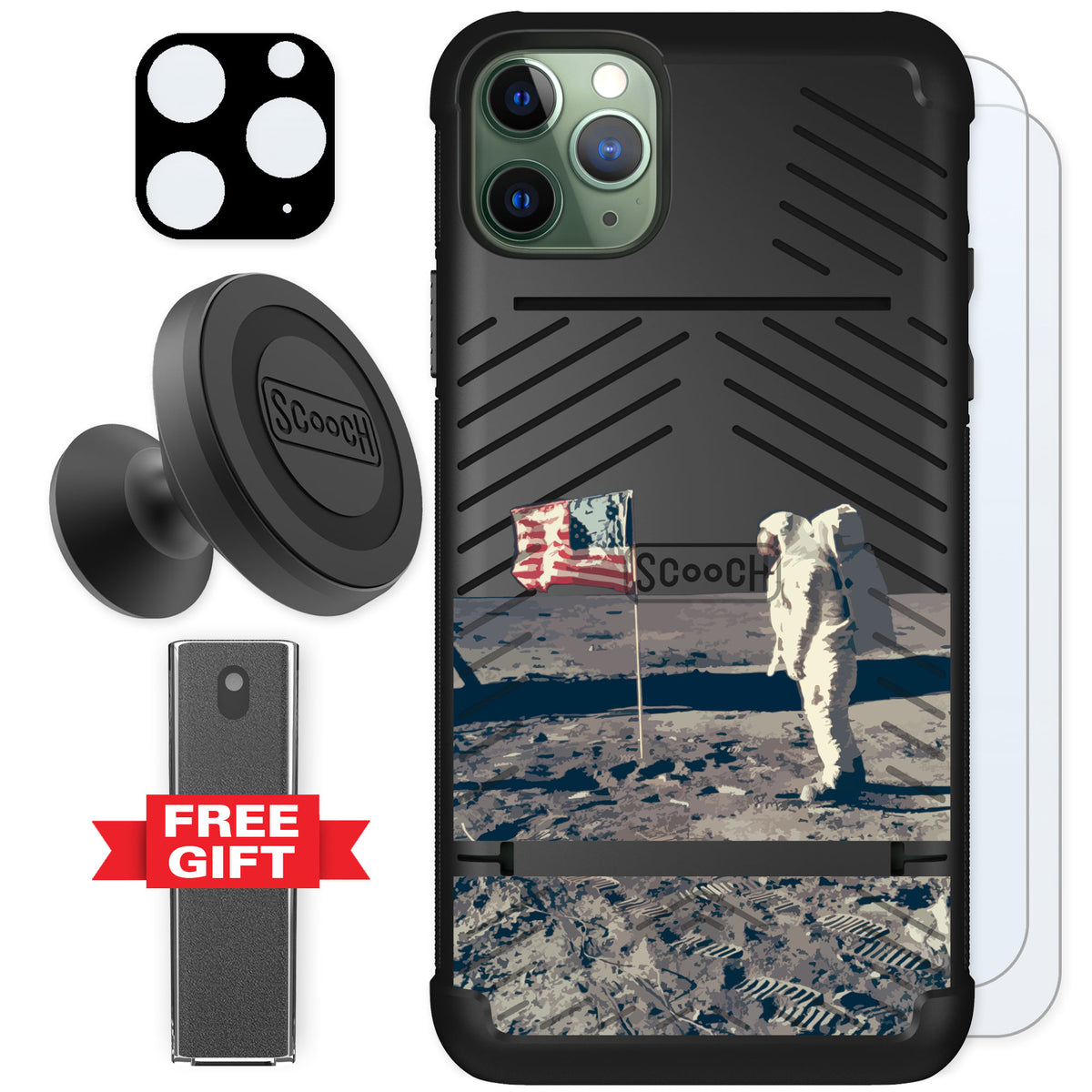 Scooch Wingmate Lunar Landing for iPhone 11 Pro Max — Defender Bundle