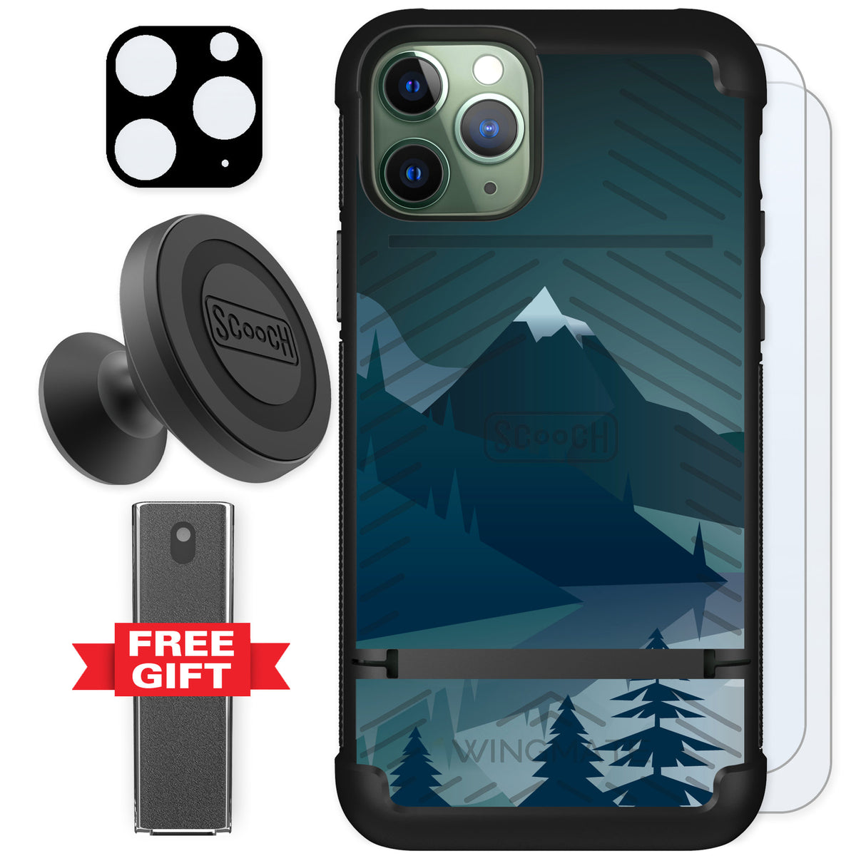 Scooch Wingmate Midnight Ridge for iPhone 11 Pro — Defender Bundle