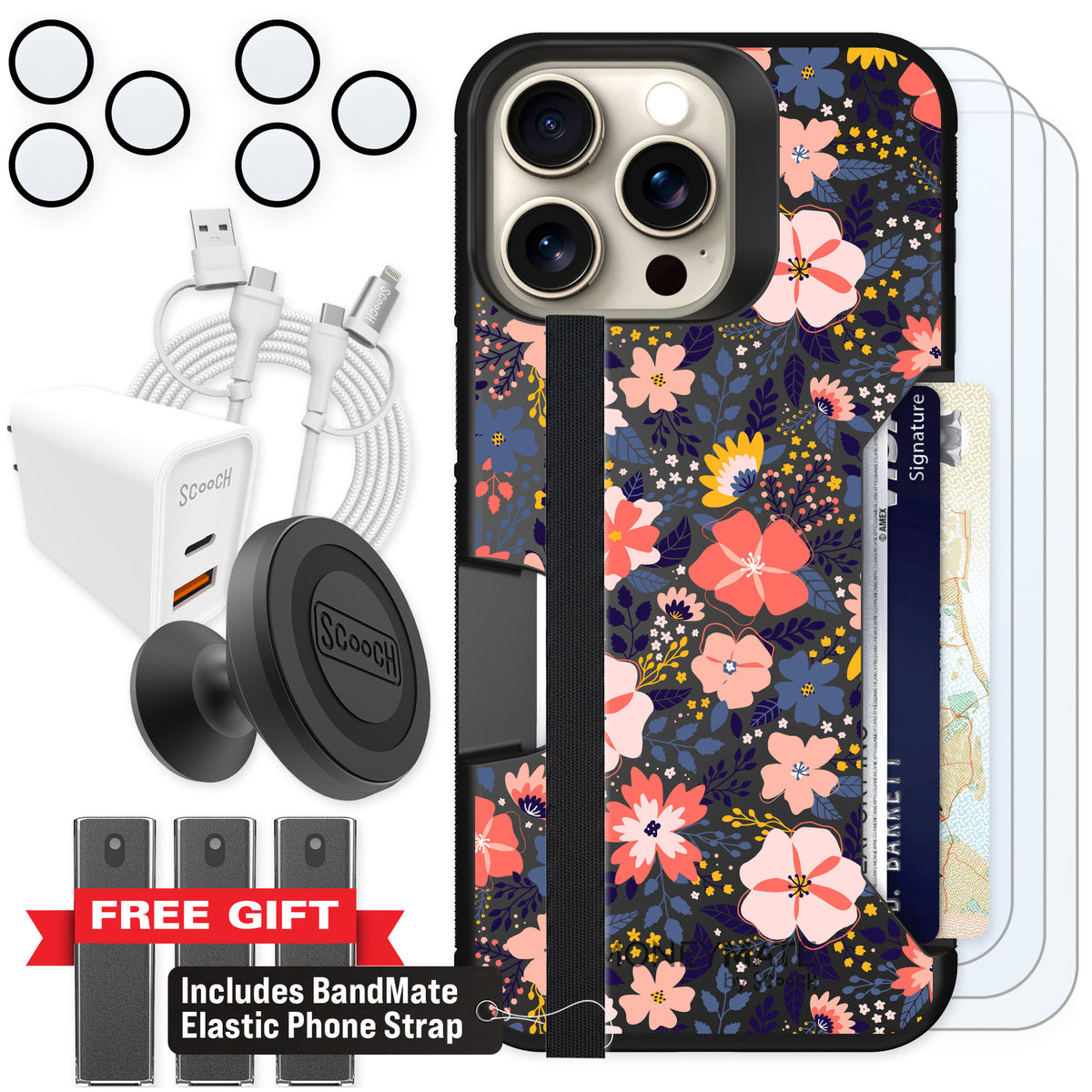 Scooch Moneymate Wildflowers for iPhone 15 Pro Max — Ultimate Bundle