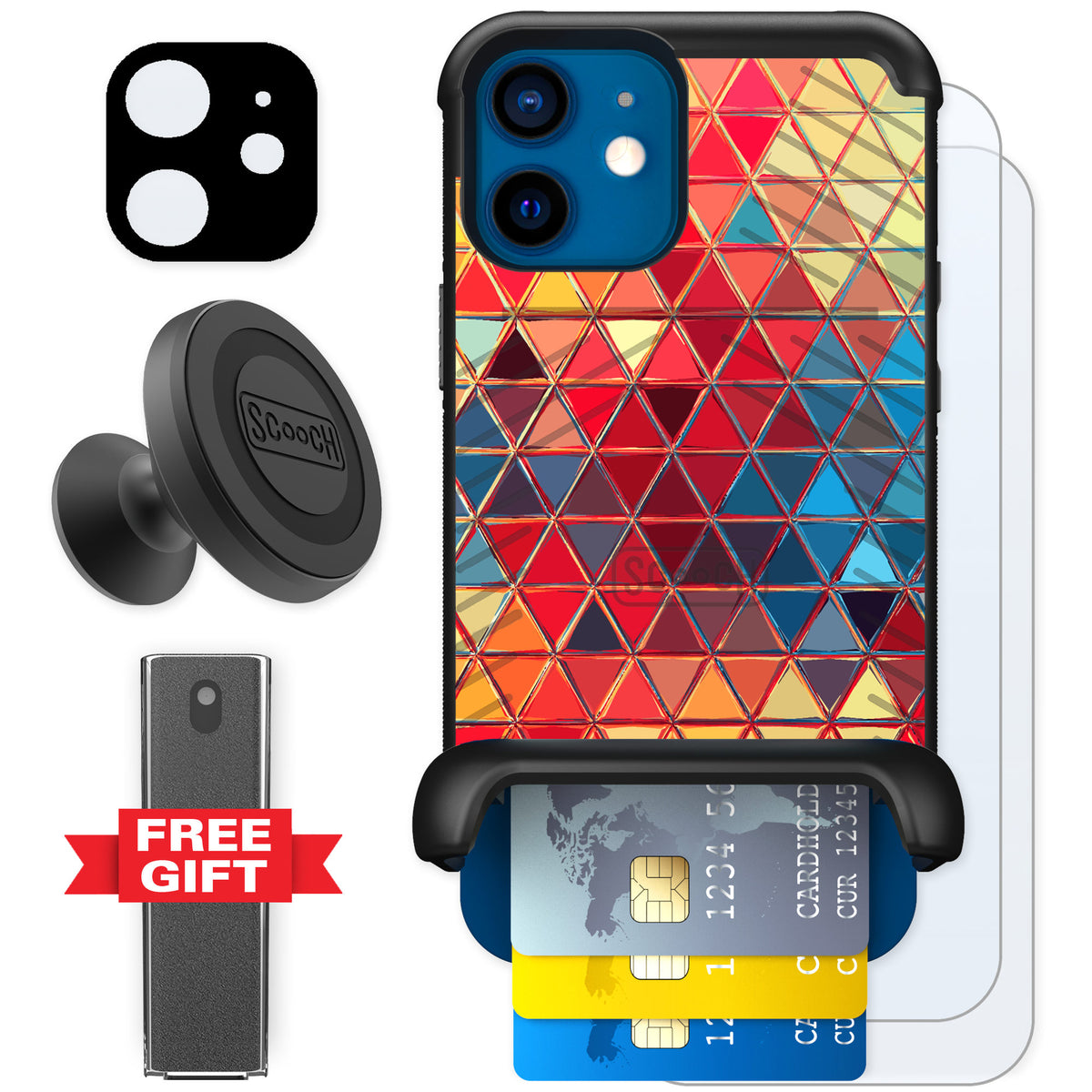 Scooch Wingmate Festive Glass for iPhone 12 — Defender Bundle