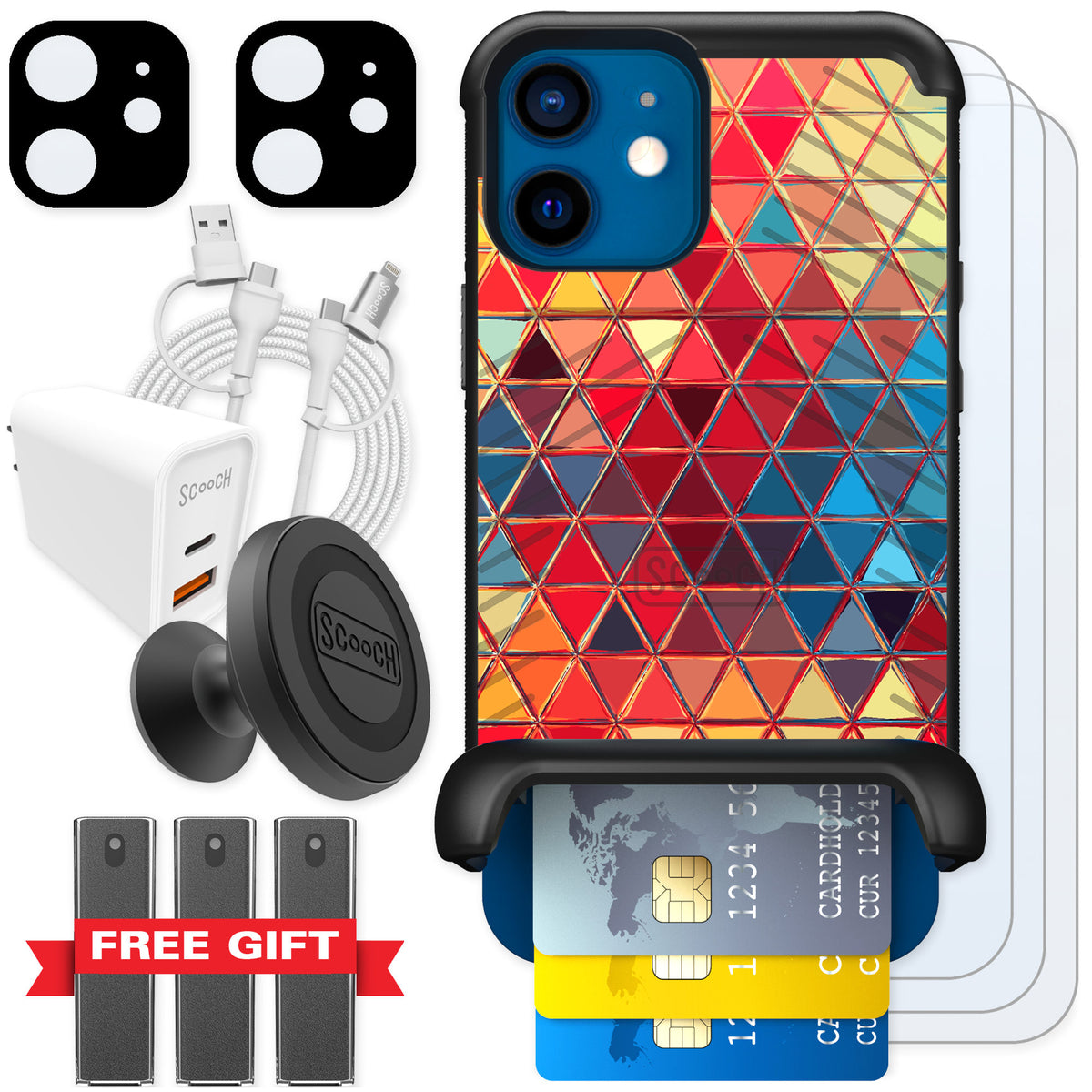 Scooch Wingmate Festive Glass for iPhone 12 — Ultimate Bundle