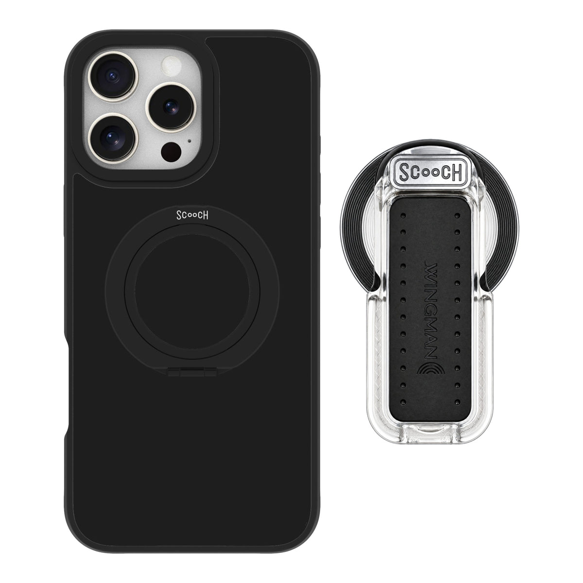 Scooch MagCase Black for iPhone 16 Pro Max — MagSafe Wingback Bundle - Clear