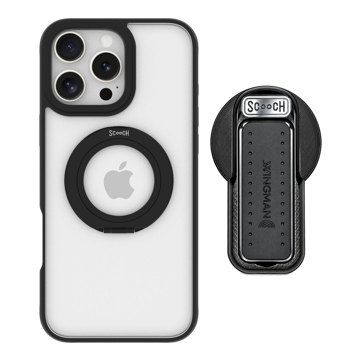 Scooch MagCase Tuxedo Clear for iPhone 16 Pro Max — MagSafe Wingback Bundle - Black