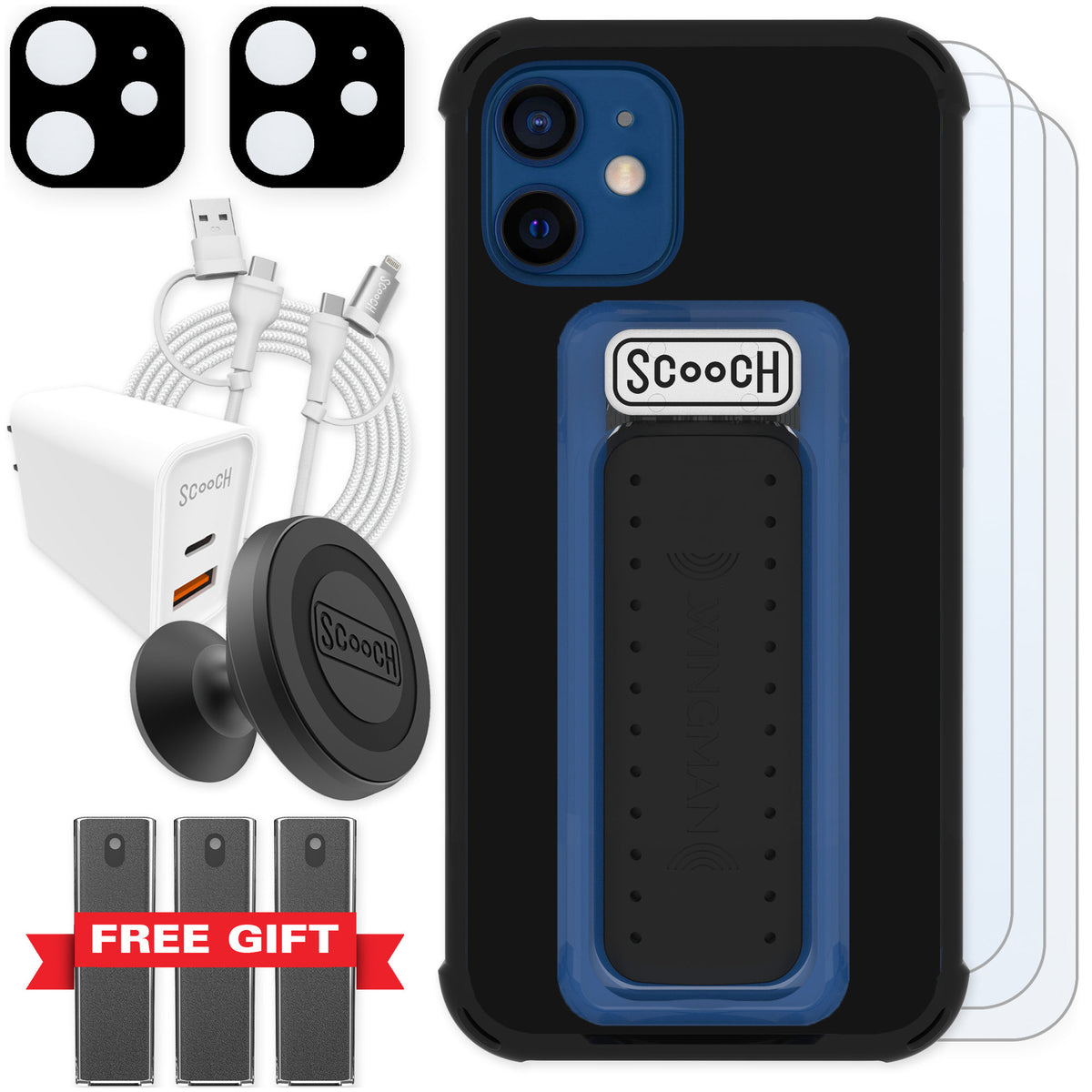 Scooch Wingman Black for iPhone 12 mini — Ultimate Bundle