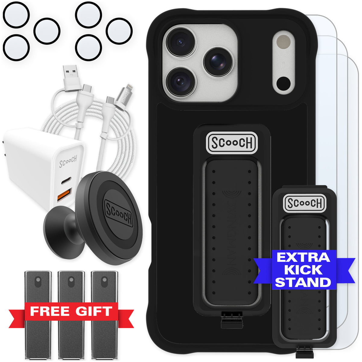 Scooch Wingman Black for iPhone 17 Pro Max — Ultimate Bundle