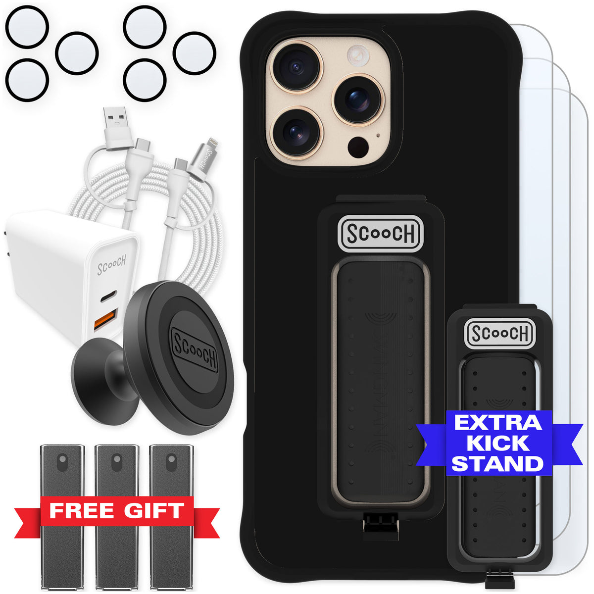 Scooch Wingman Black for iPhone 16 Pro Max — Ultimate Bundle