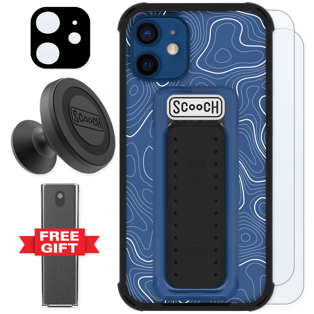 Scooch Wingman Topography for iPhone 12 mini — Defender Bundle