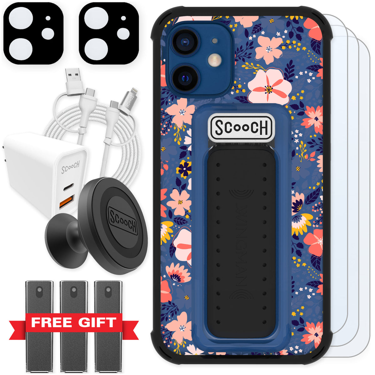 Scooch Wingman Wildflowers for iPhone 12 mini — Ultimate Bundle