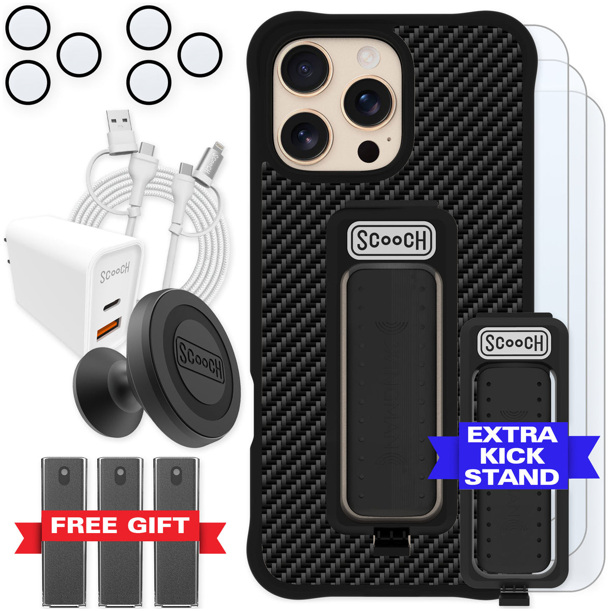 Scooch Wingman Carbon Fiber for iPhone 16 Pro Max — Ultimate Bundle