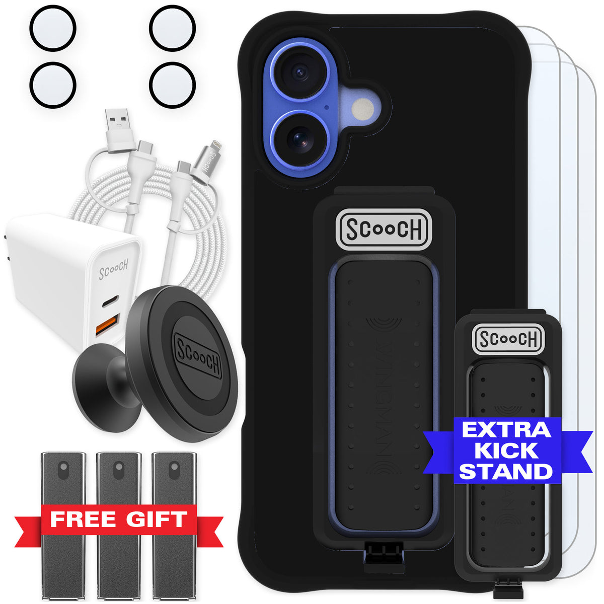 Scooch Wingman Black for iPhone 16 — Ultimate Bundle