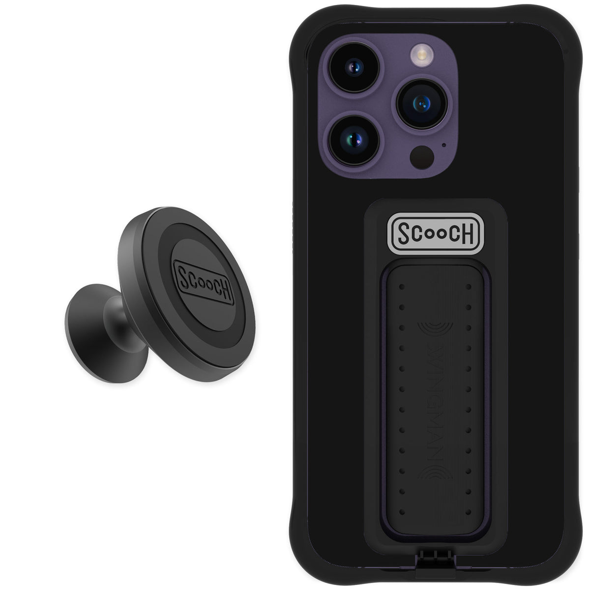 Scooch Wingman Black for iPhone 14 Pro — Starter Bundle