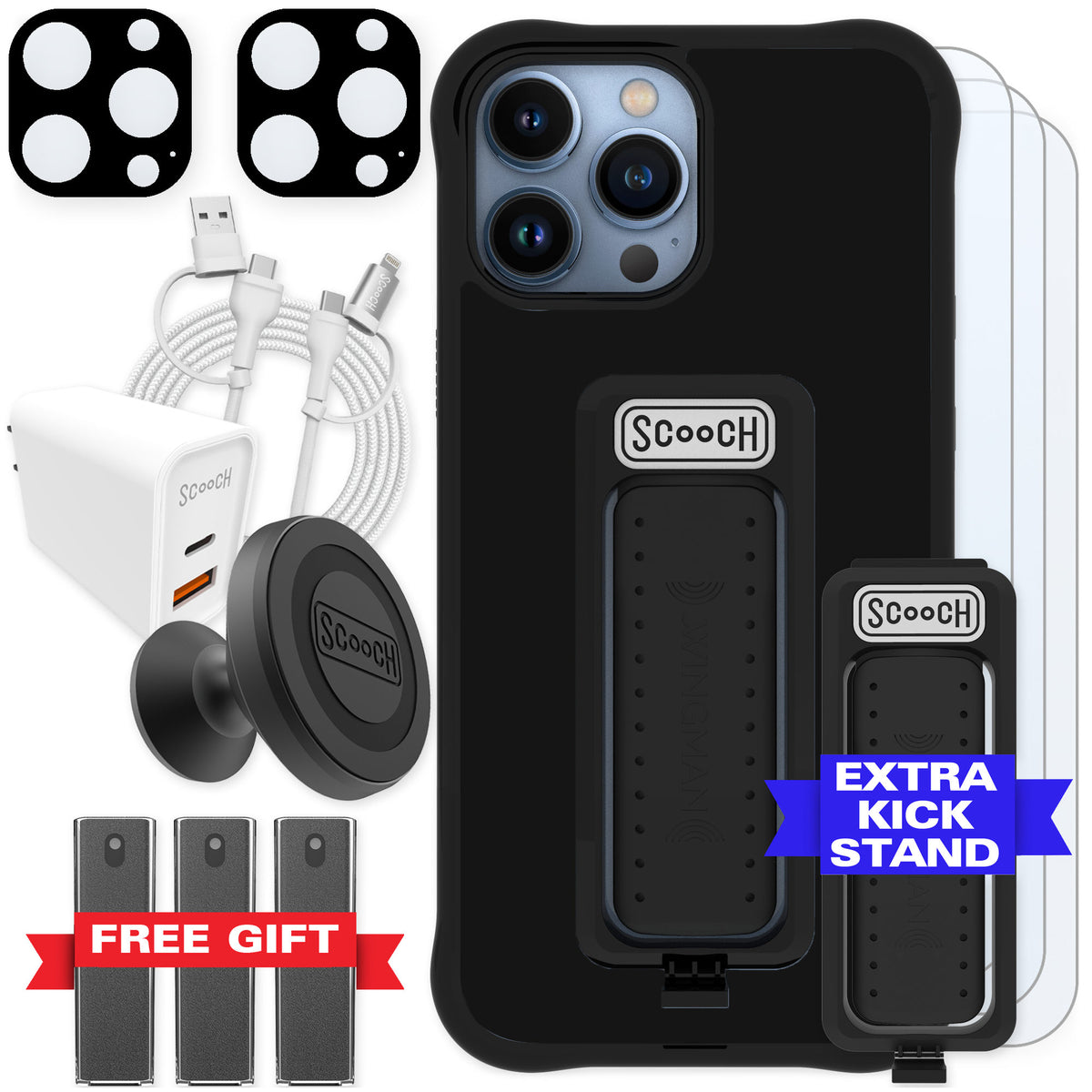 Scooch Wingman Black for iPhone 13 Pro Max — Ultimate Bundle