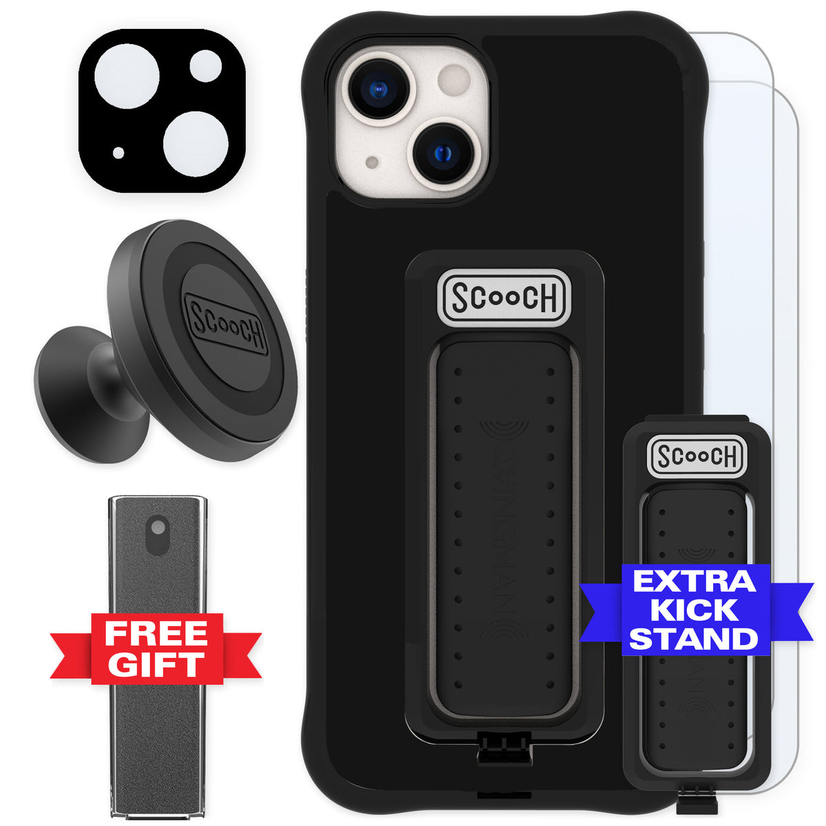 Scooch Wingman Black for iPhone 13 — Defender Bundle