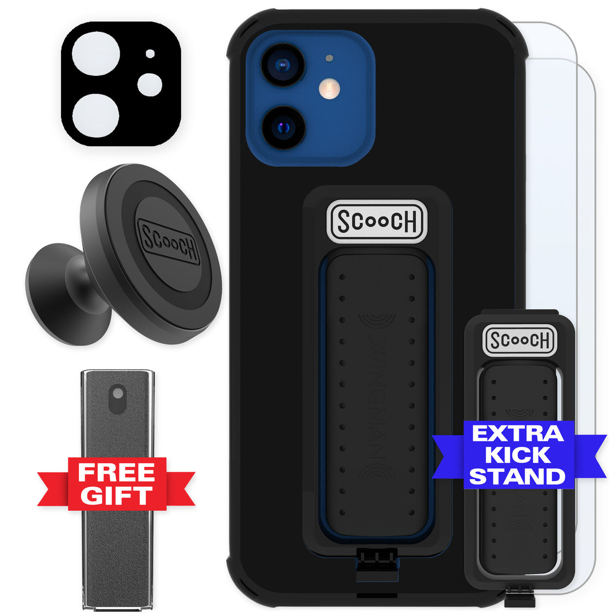 Scooch Wingman Black for iPhone 12 — Defender Bundle