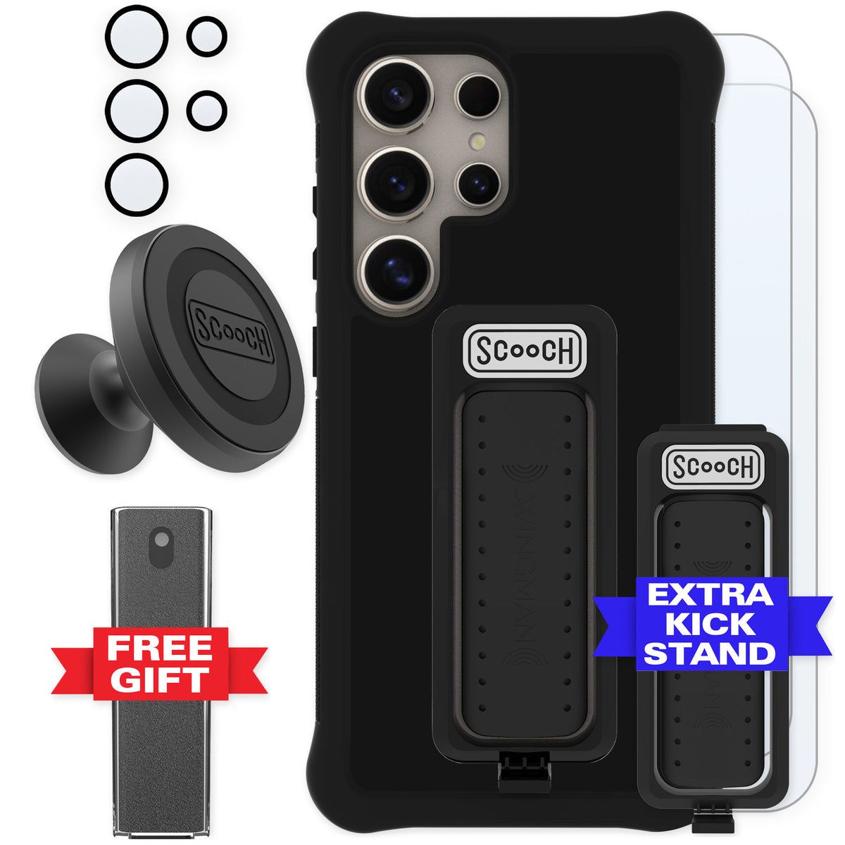 Scooch Wingman Black for Galaxy S24 Ultra — Defender Bundle