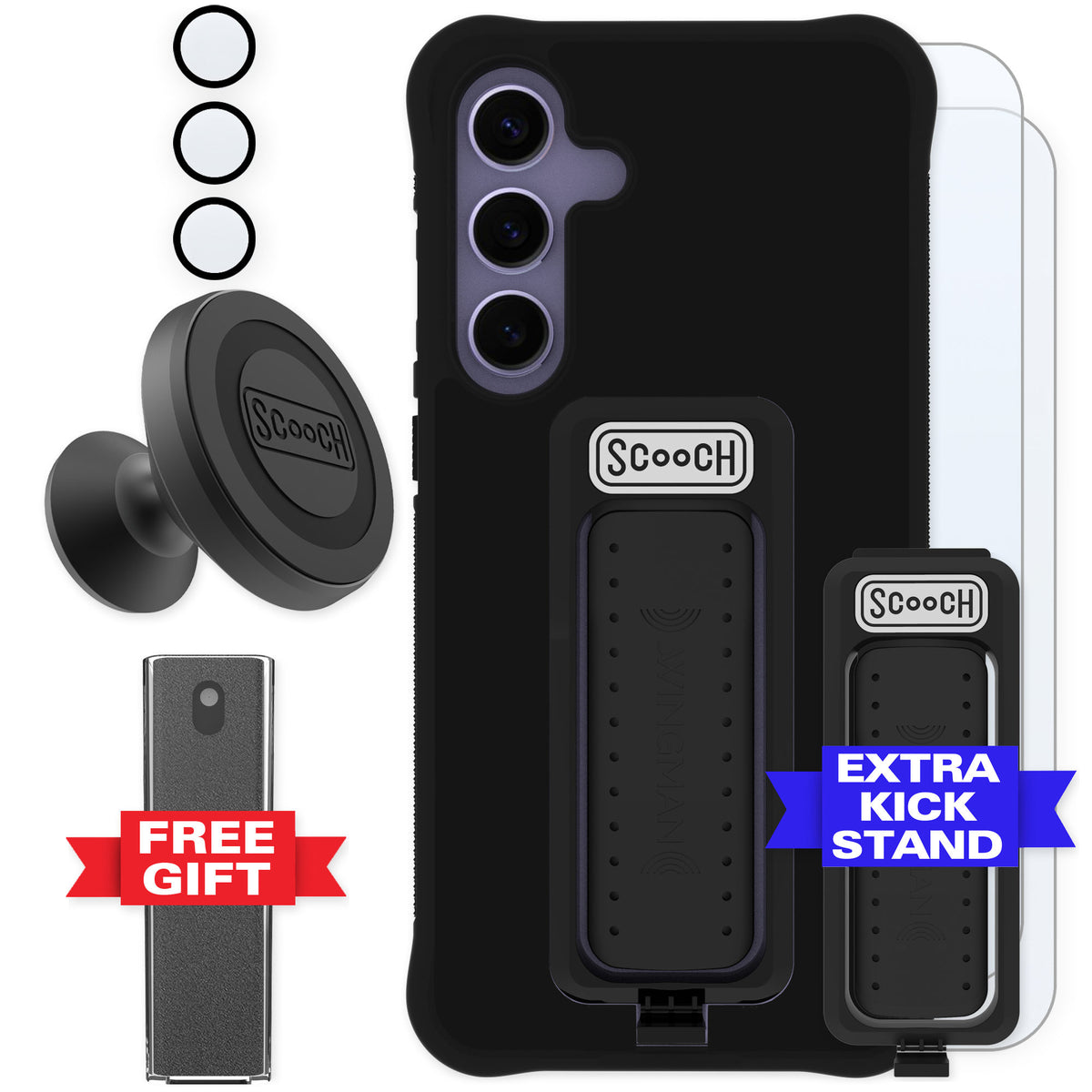 Scooch Wingman Black for Galaxy S24+ — Defender Bundle
