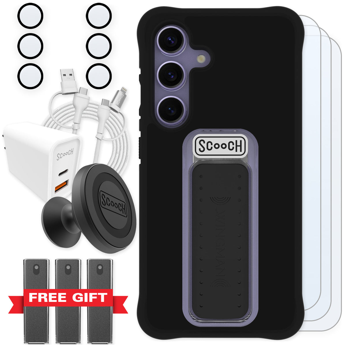 Scooch Wingman Black for Galaxy S24 — Ultimate Bundle