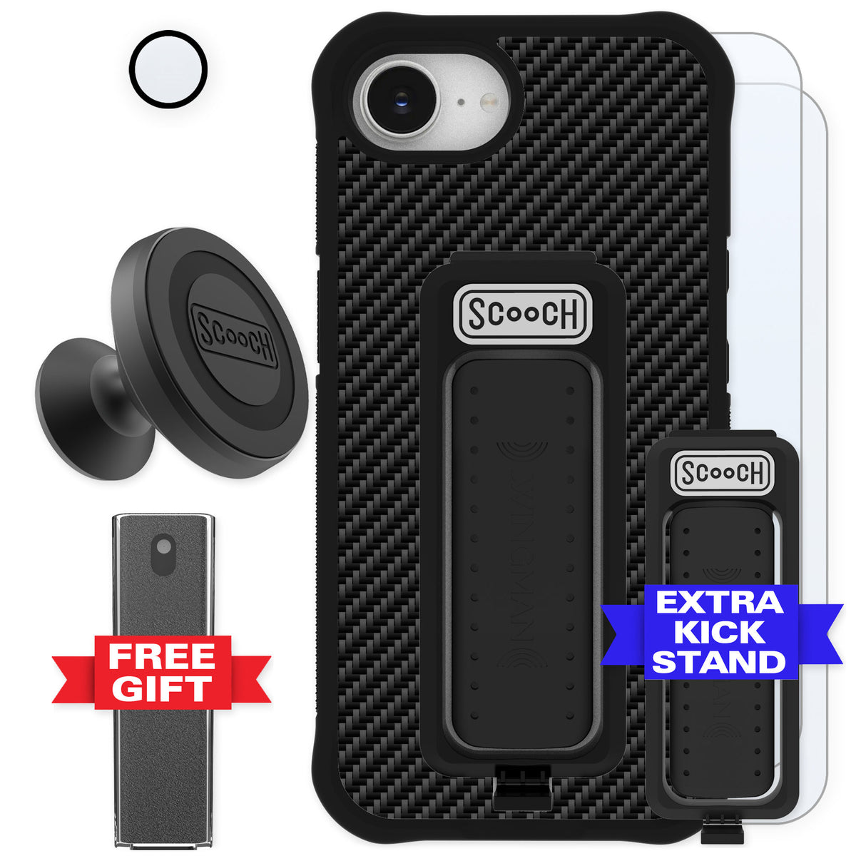 Scooch Wingman Carbon Fiber for iPhone 17e — Defender Bundle