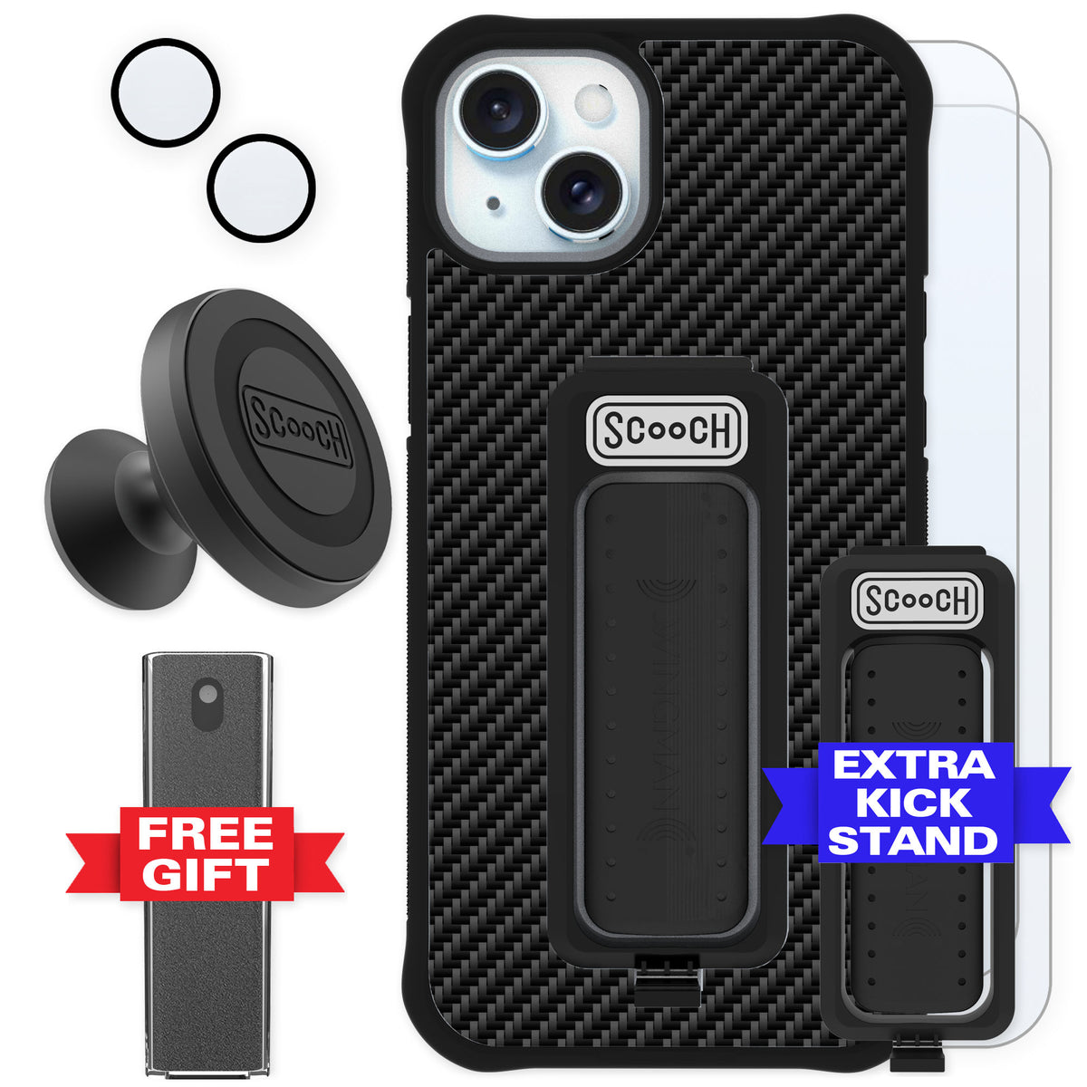 Scooch Wingman Carbon Fiber for iPhone 14 Plus — Defender Bundle