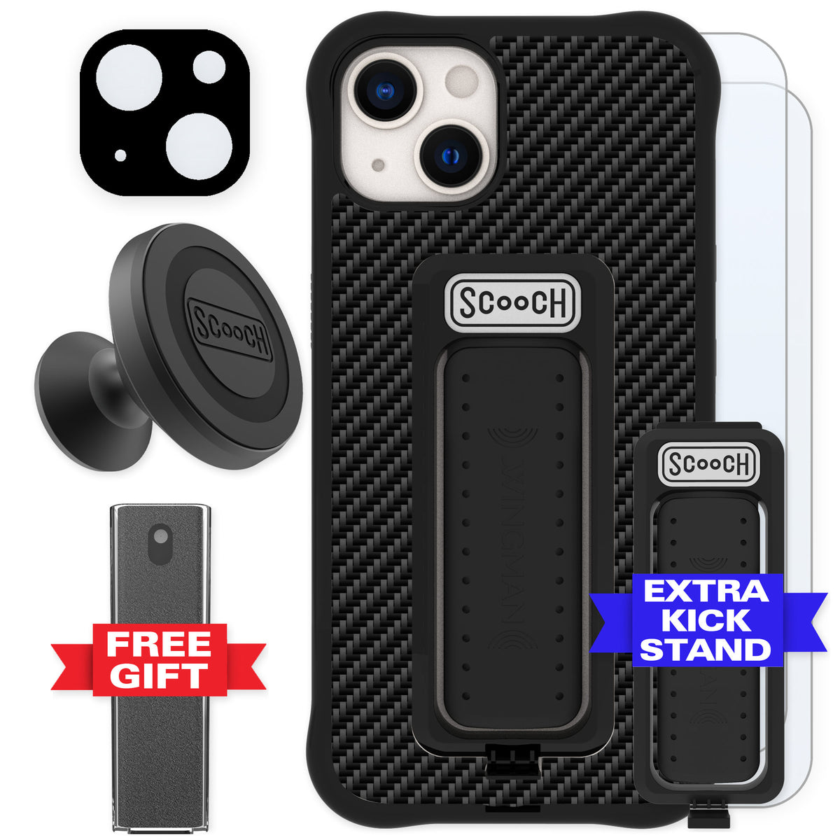 Scooch Wingman Carbon Fiber for iPhone 13 — Defender Bundle