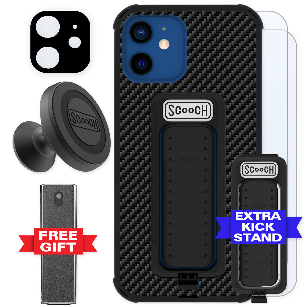 Scooch Wingman Carbon Fiber for iPhone 12 — Defender Bundle