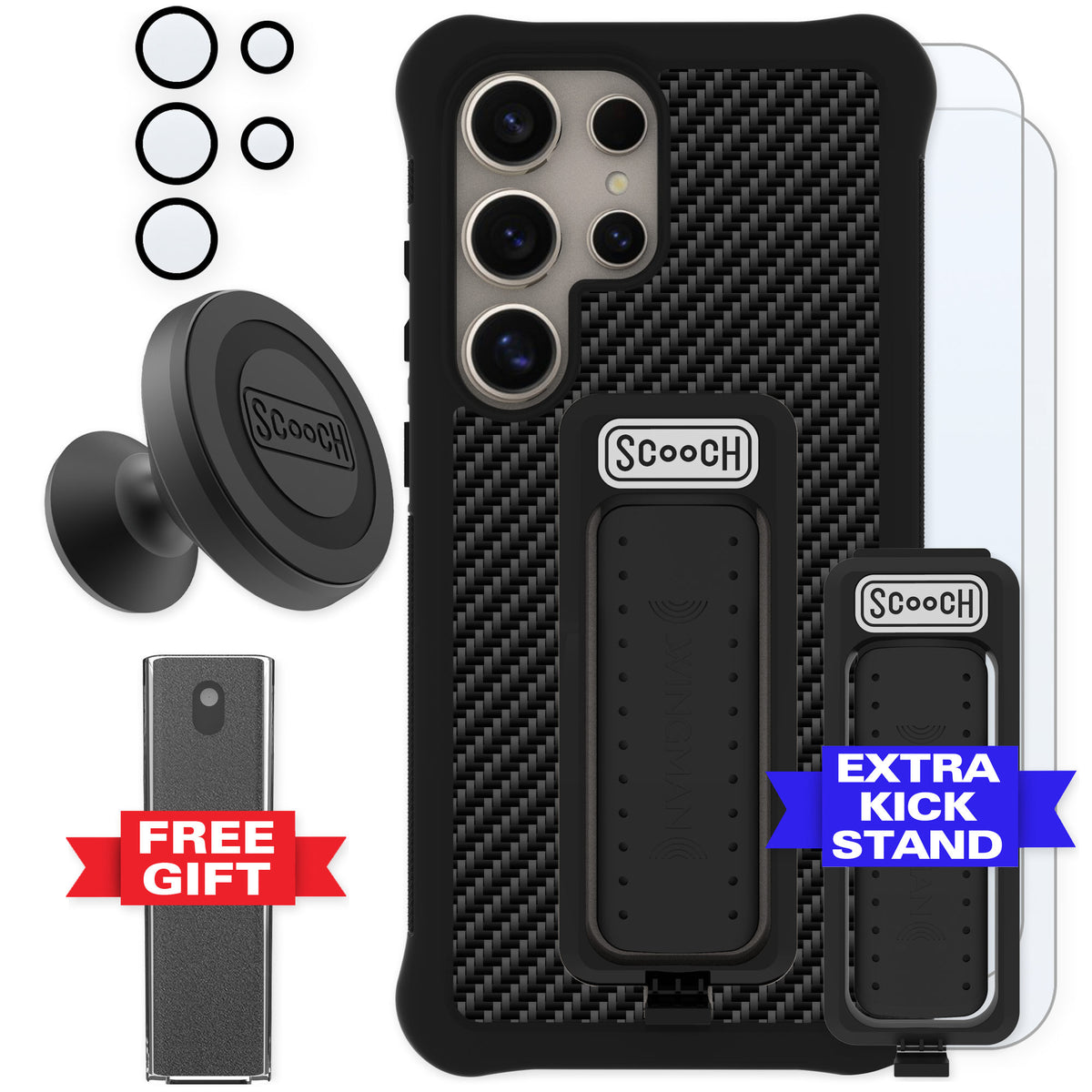 Scooch Wingman Carbon Fiber for Galaxy S24 Ultra — Defender Bundle