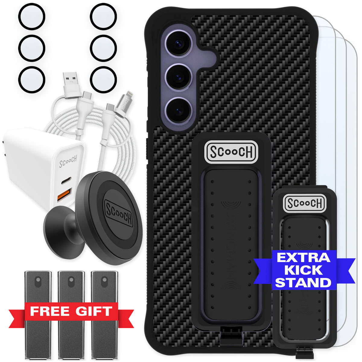 Scooch Wingman Carbon Fiber for Galaxy S24+ — Ultimate Bundle