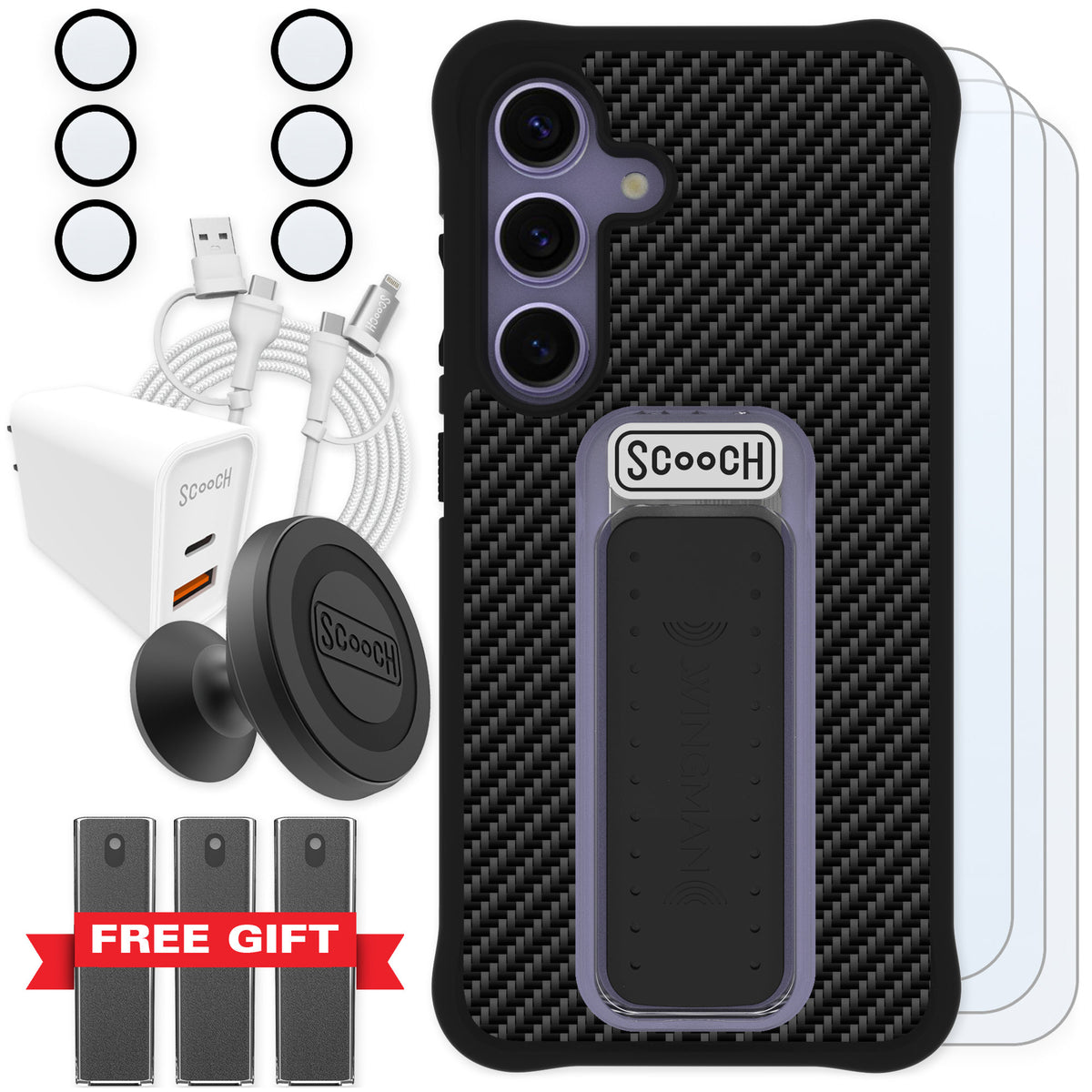 Scooch Wingman Carbon Fiber for Galaxy S24 — Ultimate Bundle