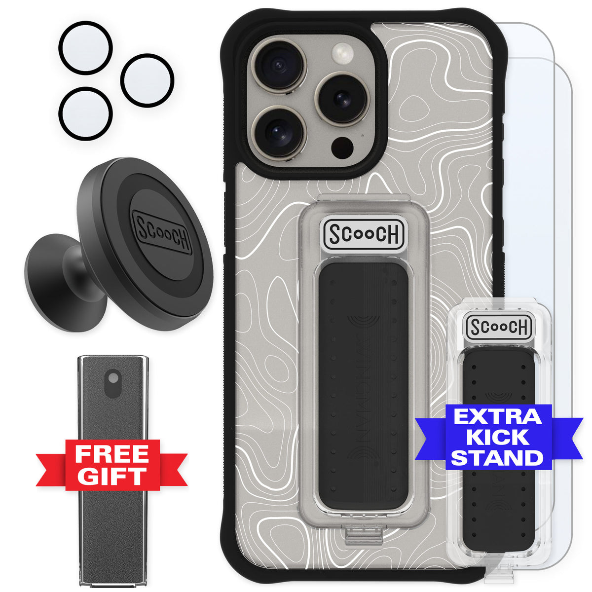 Scooch Wingman Topography for iPhone 15 Pro Max — Defender Bundle