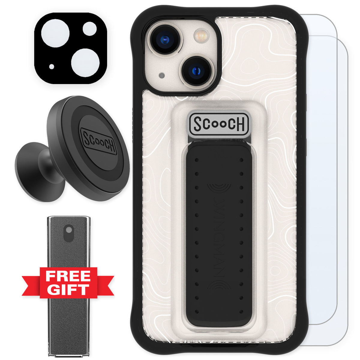 Scooch Wingman Topography for iPhone 13 mini — Defender Bundle