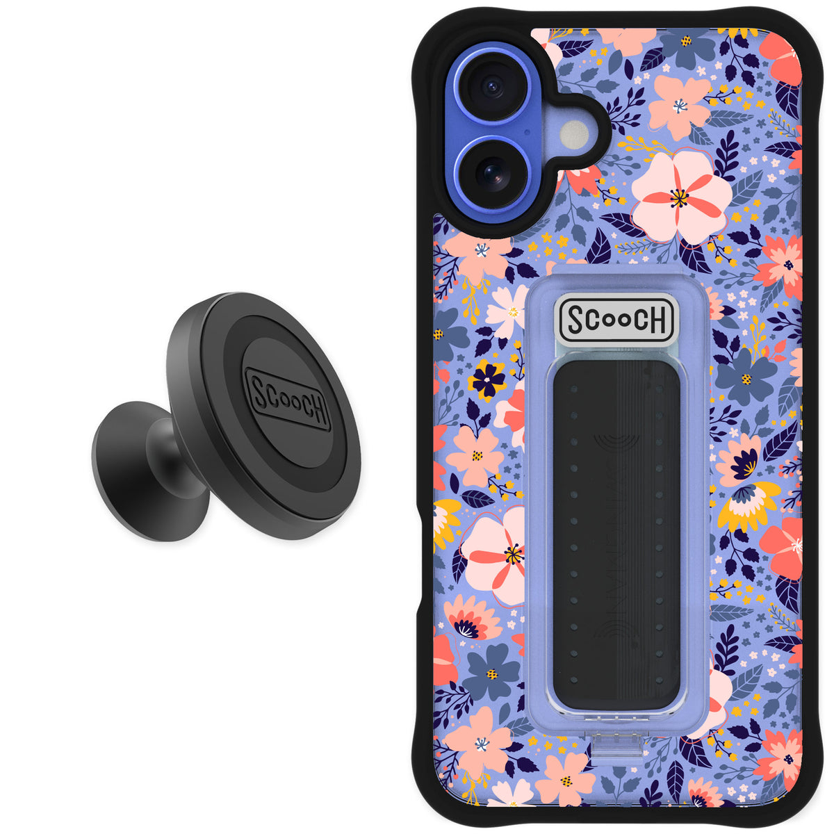 Scooch Wingman Wildflowers for iPhone 16 Plus — Starter Bundle