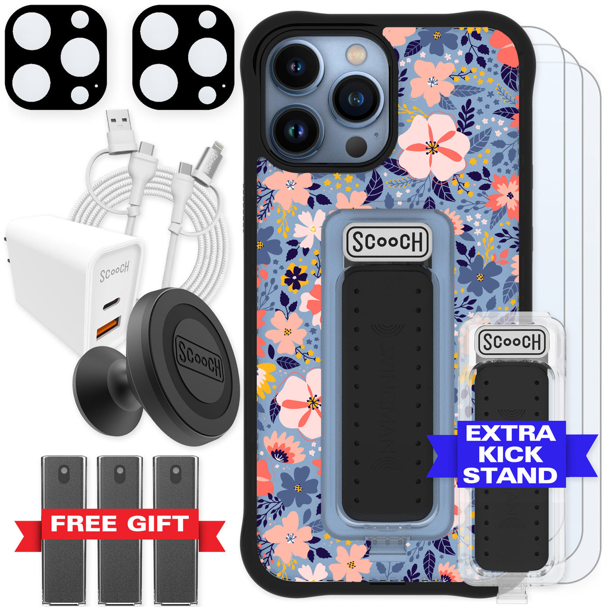 Scooch Wingman Wildflowers for iPhone 13 Pro Max — Ultimate Bundle