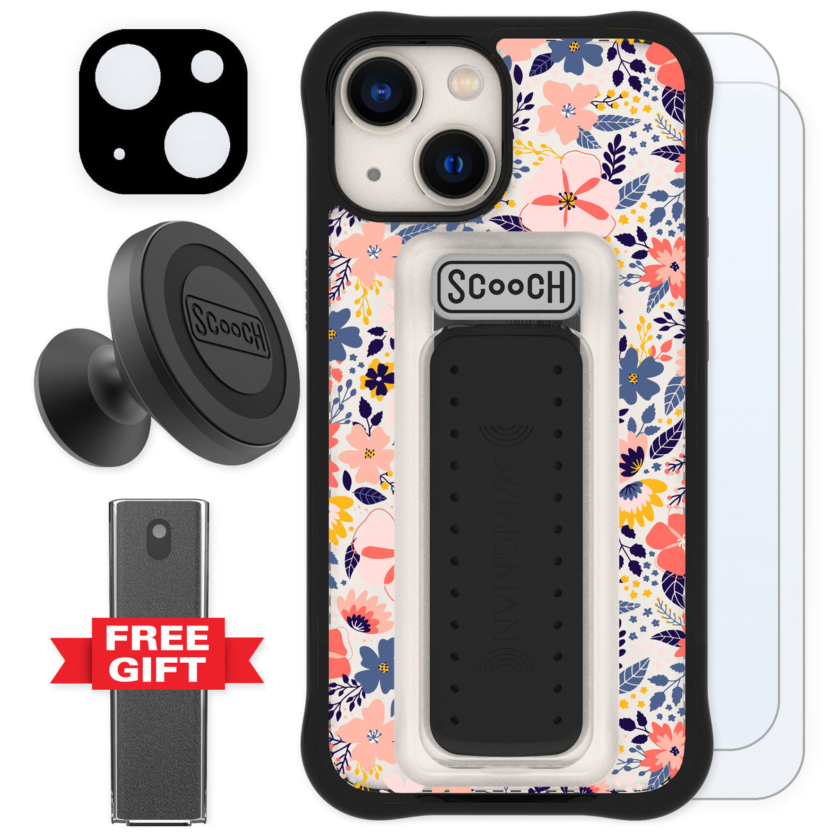 Scooch Wingman Wildflowers for iPhone 13 mini — Defender Bundle