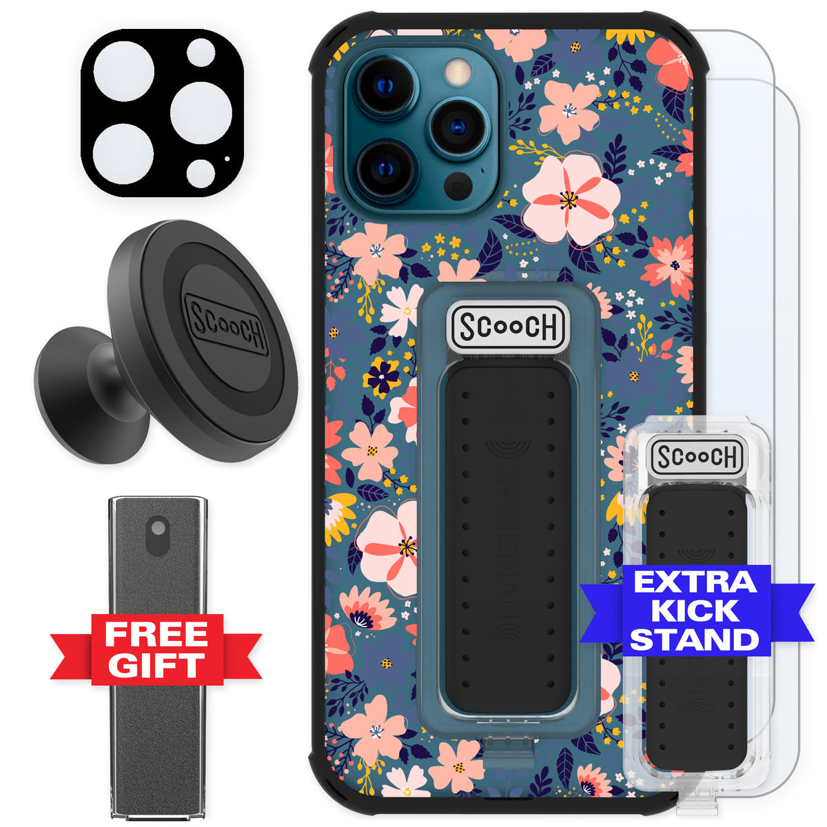 Scooch Wingman Wildflowers for iPhone 12 Pro — Defender Bundle
