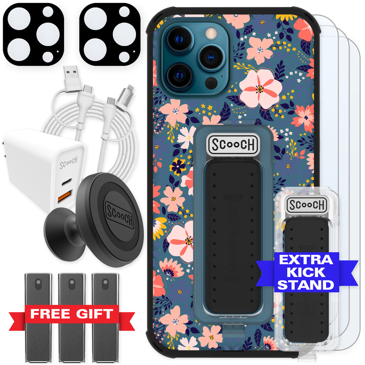 Scooch Wingman Wildflowers for iPhone 12 Pro — Ultimate Bundle